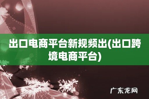 出口跨境电商平台 出口电商平台新规频出