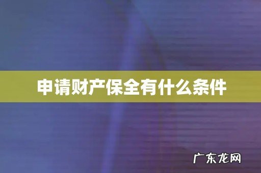 申请财产保全有什么条件