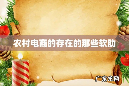 农村电商的存在的那些软肋