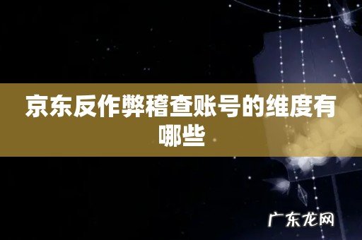 京东反作弊稽查账号的维度有哪些