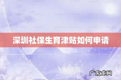 深圳社保生育津贴如何申请