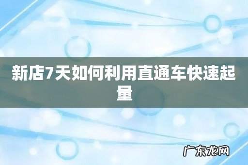 新店7天如何利用直通车快速起量