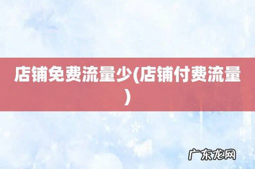 店铺付费流量 店铺免费流量少