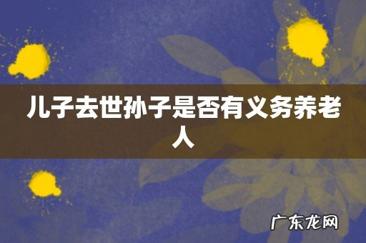 儿子去世孙子是否有义务养老人