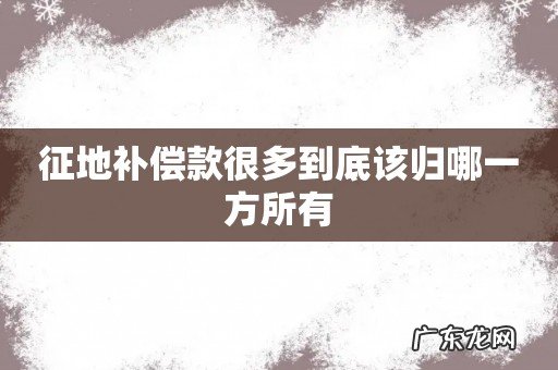 征地补偿款很多到底该归哪一方所有