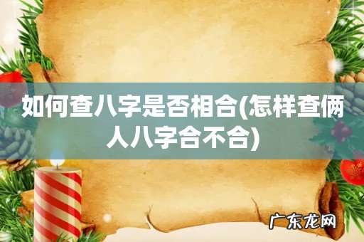 怎样查俩人八字合不合 如何查八字是否相合