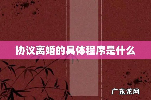 协议离婚的具体程序是什么