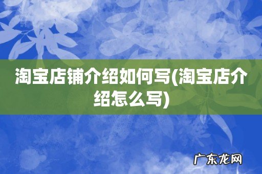 淘宝店介绍怎么写 淘宝店铺介绍如何写
