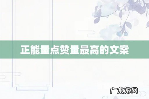 正能量点赞量最高的文案