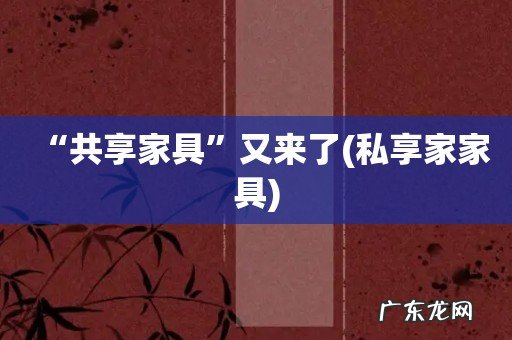 私享家家具 “共享家具”又来了