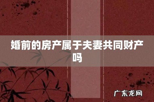 婚前的房产属于夫妻共同财产吗