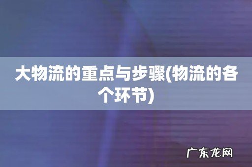 物流的各个环节 大物流的重点与步骤