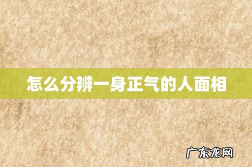 怎么分辨一身正气的人面相