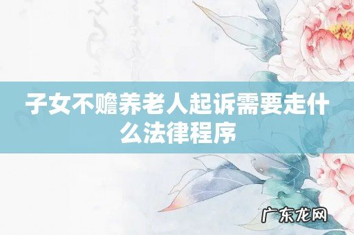子女不赡养老人起诉需要走什么法律程序