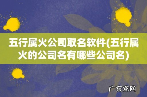 五行属火的公司名有哪些公司名 五行属火公司取名软件
