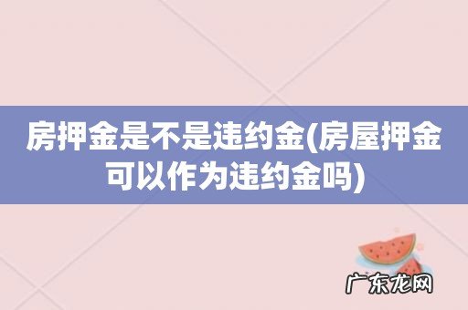 房屋押金可以作为违约金吗 房押金是不是违约金