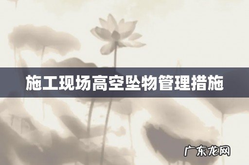 施工现场高空坠物管理措施