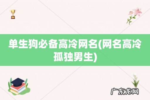 网名高冷孤独男生 单生狗必备高冷网名