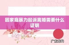 因家庭暴力起诉离婚需要什么证明