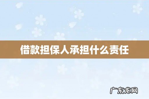 借款担保人承担什么责任