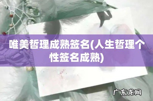 人生哲理个性签名成熟 唯美哲理成熟签名