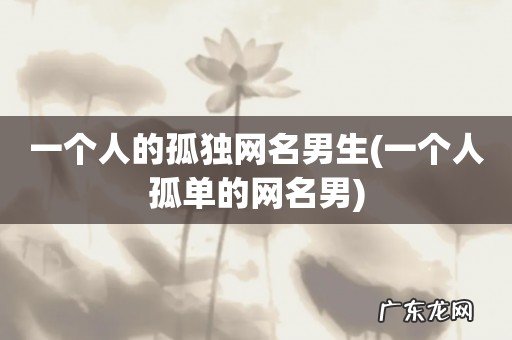 一个人孤单的网名男 一个人的孤独网名男生