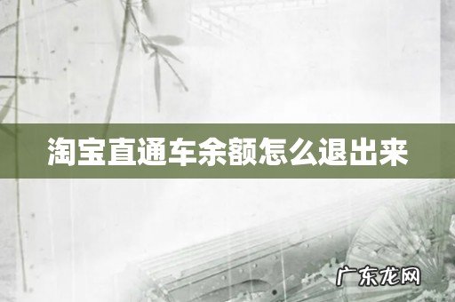 淘宝直通车余额怎么退出来