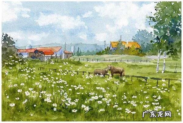 田园水彩画图片大全 田园风光水彩画图片