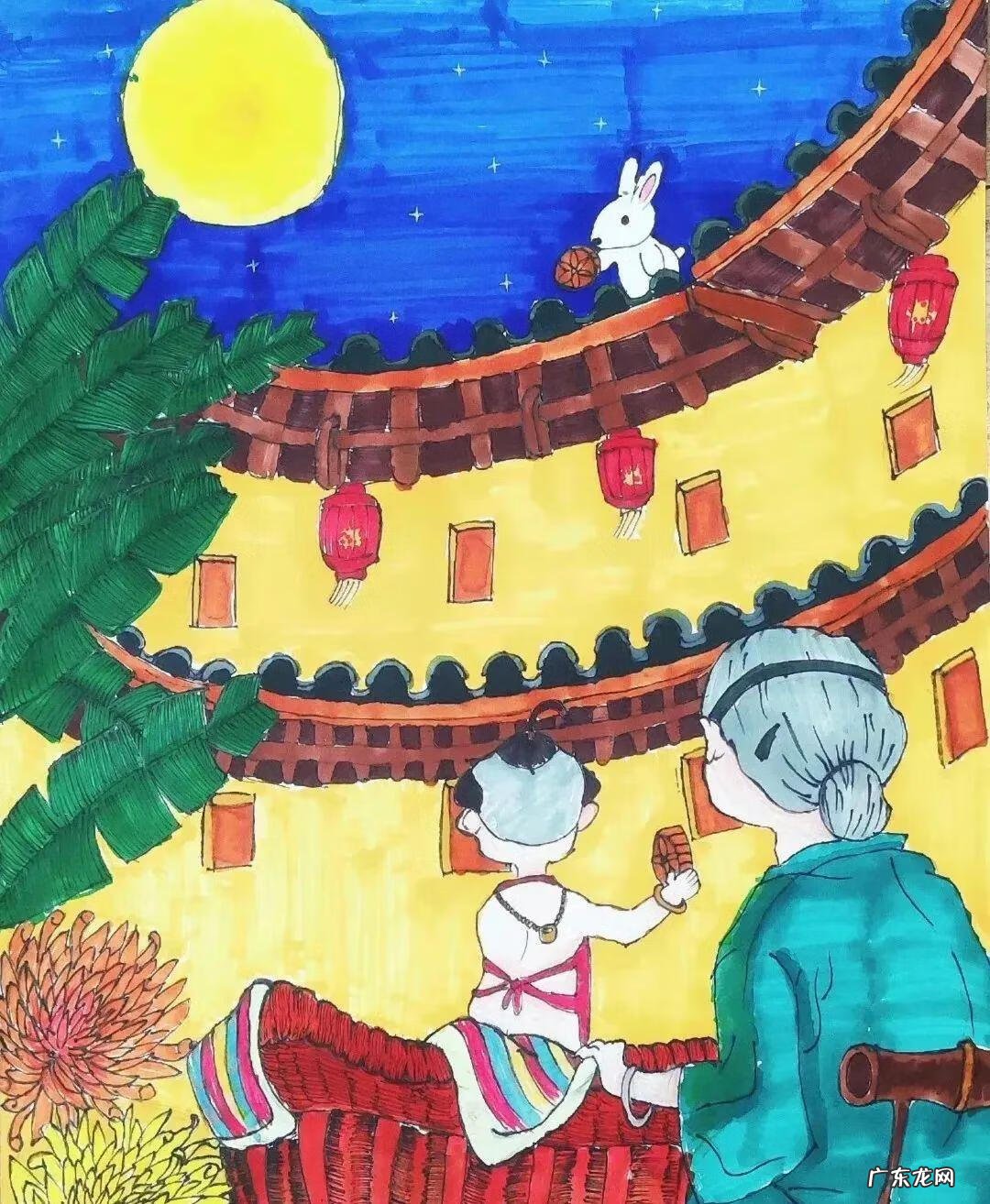 中秋儿童画作品大全 简笔画 中秋儿童画作