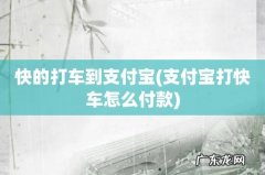 支付宝打快车怎么付款 快的打车到支付宝
