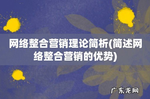 简述网络整合营销的优势 网络整合营销理论简析