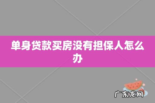 单身贷款买房没有担保人怎么办