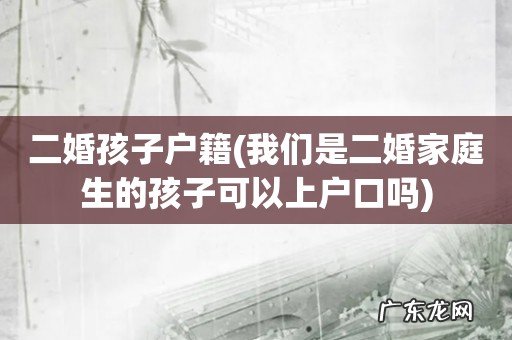我们是二婚家庭生的孩子可以上户口吗 二婚孩子户籍