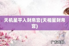 天相星财帛宫 天机星平入财帛宫