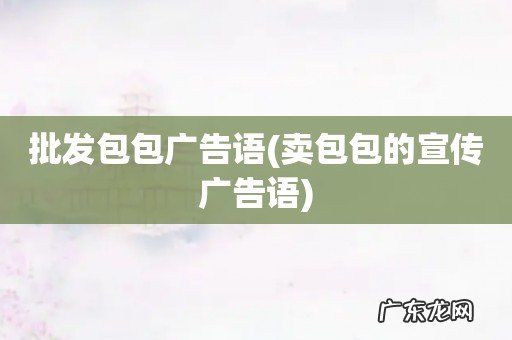 卖包包的宣传广告语 批发包包广告语