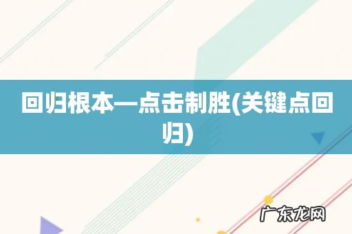 关键点回归 回归根本—点击制胜