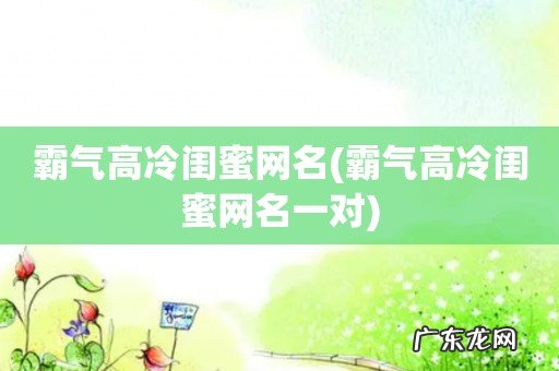 霸气高冷闺蜜网名一对 霸气高冷闺蜜网名