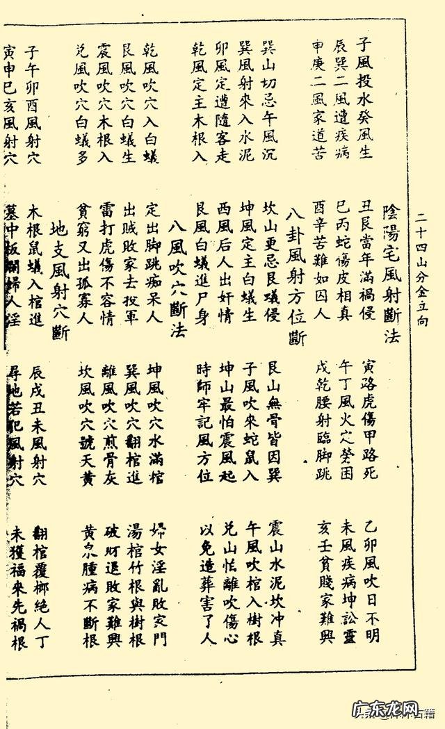 风水二十四山向 风水二十四山图片