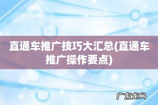 直通车推广操作要点 直通车推广技巧大汇总