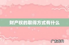财产权的取得方式有什么