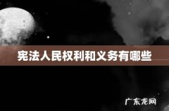 宪法人民权利和义务有哪些