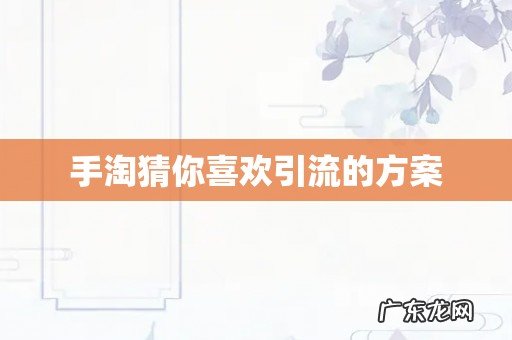 手淘猜你喜欢引流的方案