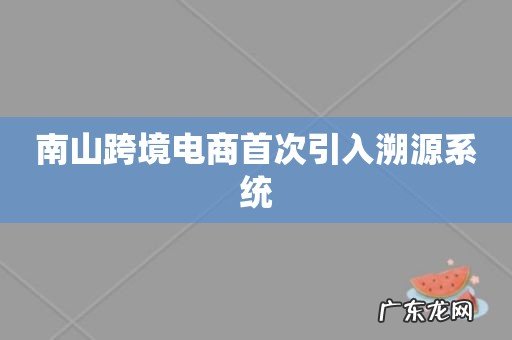 南山跨境电商首次引入溯源系统