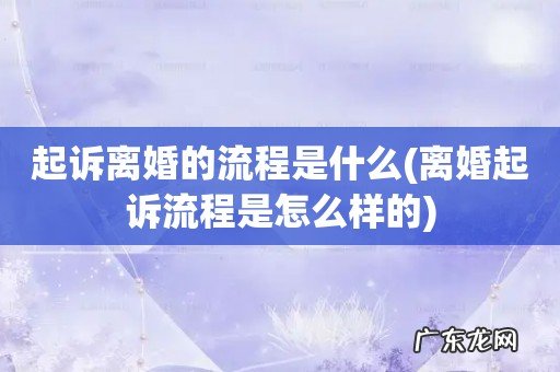 离婚起诉流程是怎么样的 起诉离婚的流程是什么