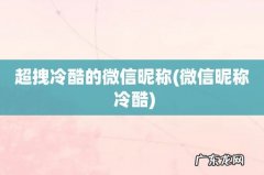 微信昵称 冷酷 超拽冷酷的微信昵称