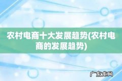农村电商的发展趋势 农村电商十大发展趋势
