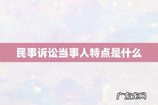 民事诉讼当事人特点是什么