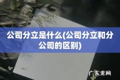 公司分立和分公司的区别 公司分立是什么