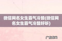 微信网名女生霸气冷酷好听 微信网名女生霸气冷酷