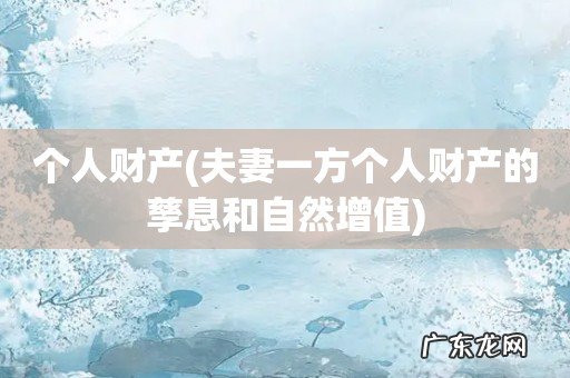 夫妻一方个人财产的孳息和自然增值 个人财产
